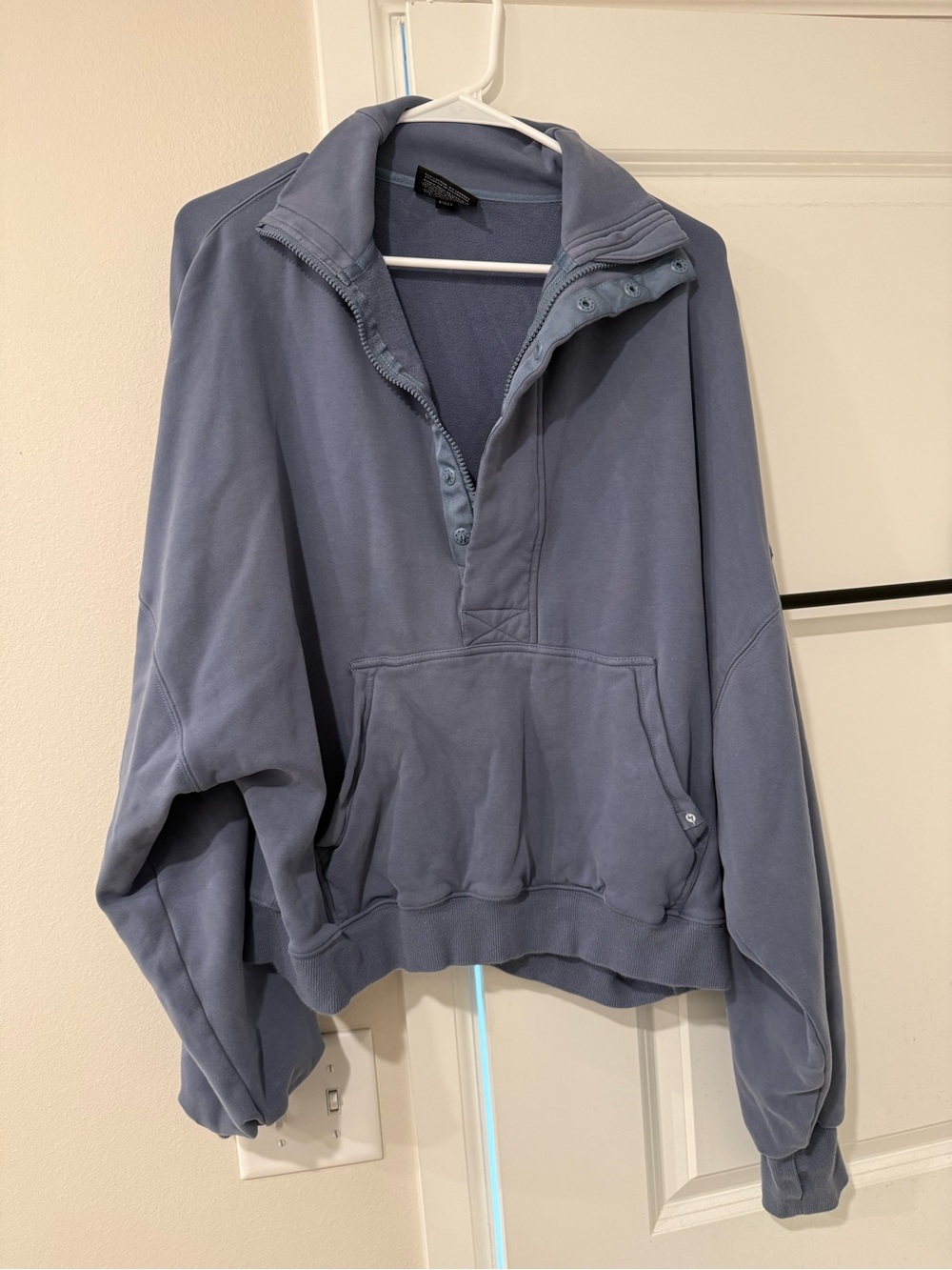 Pullover Snap-Front Sweatshirt - Blue